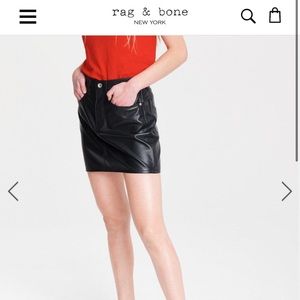 Rag and bone mini real leather skirt
